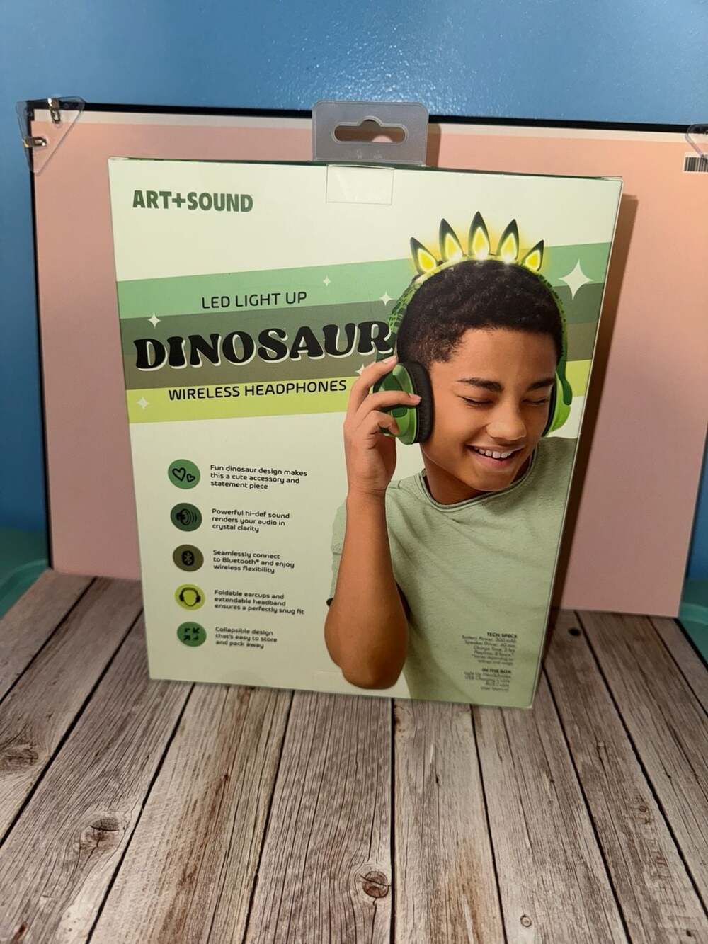 Art+Sound LED Light Up Dinosaur Wireless Headphones - Picture 2 of 4